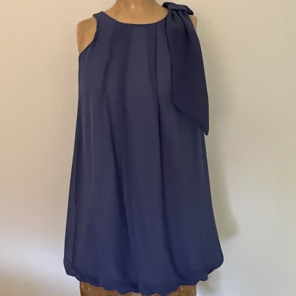 UN DEUX TROIS Girls Party Dress w/ Bubble Hemline Size 12 Blue Sleeveless - Picture 3 of 10